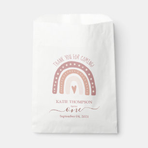 Modern Pastel Pink Rainbow Boho First Birthday Favour Bag