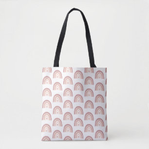 Modern Pastel Pink Rainbow Boho Pattern Your Name  Tote Bag