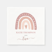 Modern Pastel Pink Rainbow Boho Second Birthday