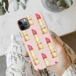 Modern Pastel Pink & Red Lipstick Pattern Girly iPhone 11Pro Max Case<br><div class="desc">Modern Pastel Pink & Red Lipstick Pattern Girly</div>