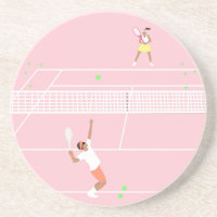 Modern Pastel Pink Tennis Match