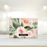 Modern Pastel Pink Watercolor Flowers & Name Photo Block<br><div class="desc">Modern Pastel Pink Watercolor Flowers & Name</div>