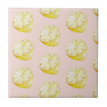 Modern Pastel Pink & Yellow Lemons Pattern Tile<br><div class="desc">Modern Pastel Pink & Yellow Lemons Pattern</div>