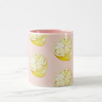 Modern Pastel Pink & Yellow Lemons Pattern