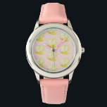 Modern Pastel Pink &  Yellow Lemons Pattern Watch<br><div class="desc">Modern Pastel Pink &  Yellow Lemons Pattern</div>