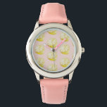 Modern Pastel Pink &  Yellow Lemons Pattern Watch<br><div class="desc">Modern Pastel Pink &  Yellow Lemons Pattern</div>