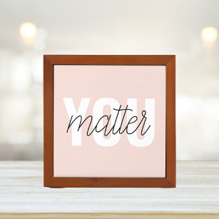 Modern Pastel Pink You Matter Inspiration Quote Desk Organizer