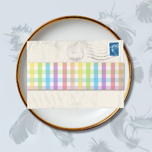 Modern Pastel Plaid Rainbow Baby Shower Party Invitation Belly Band