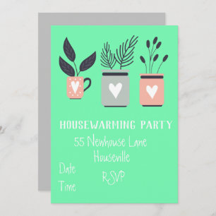 Modern pastel pot plants housewarming Party Invitation