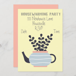 Modern pastel pot plants housewarming Party Invitation