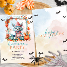 Modern Pastel Pumpkin Patch Fox Halloween Party