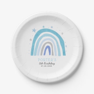 Modern Pastel Rainbow Boys Birthday Party Paper Plate