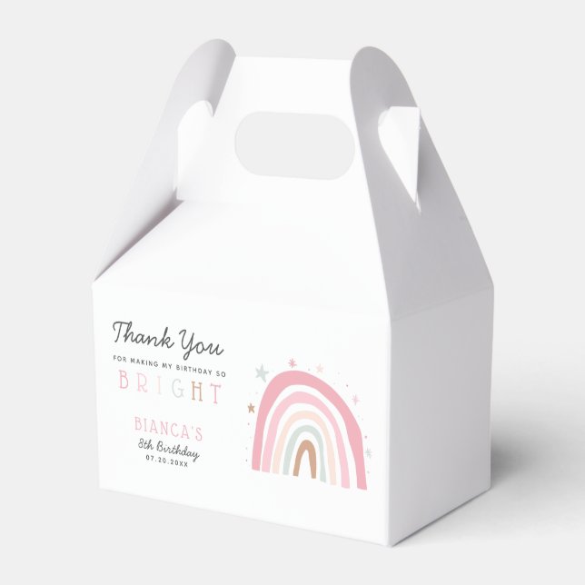 Modern Pastel Rainbow BRIGHT Birthday Party Favor Box (Front Side)