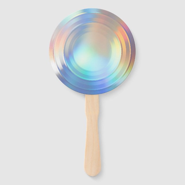  Modern Pastel Rainbow Mermaid Unicorn Holographic Hand Fan (Front)