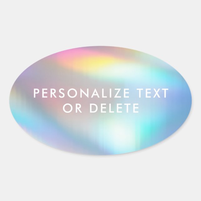  Modern Pastel Rainbow Mermaid Unicorn Holographic Oval Sticker (Front)