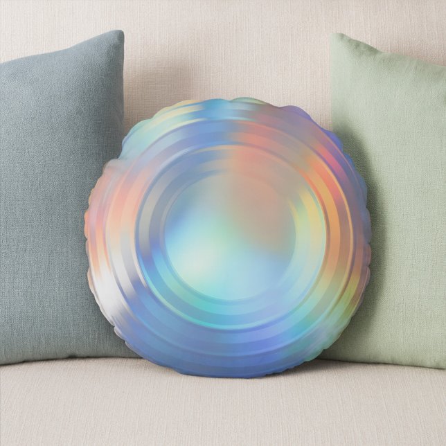  Modern Pastel Rainbow Mermaid Unicorn Holographic Round Pillow (Creator Uploaded)