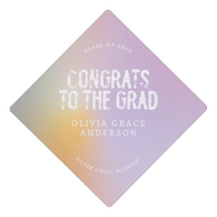Modern pastel rainbow pink graduation party decor cap topper