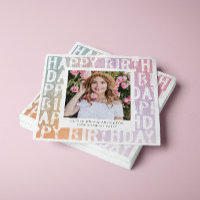 Modern pastel rainbow pink photo birthday party