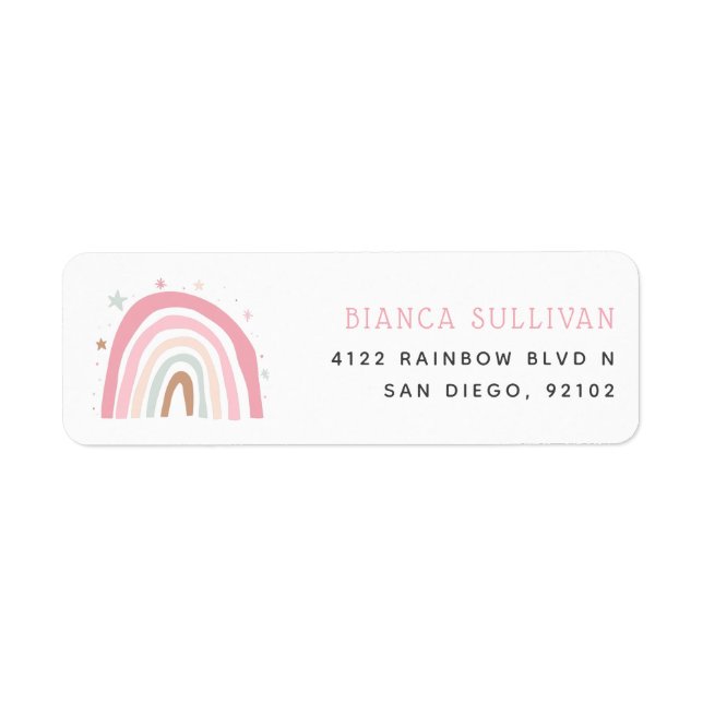 Modern Pastel Rainbow Stars Adresse de retour (Devant)
