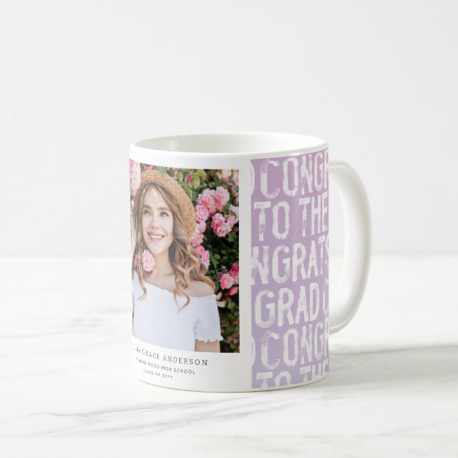 Modern pastel rainbow typography graduation coffee mug (Front Right)
