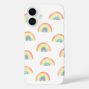 Modern pastel rainbow watercolor cute iPhone 16 case