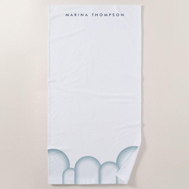 Modern Pastel Sage Green Retro Vintage Beach Towel (Front)