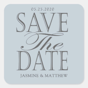 modern pastel save the date monogram sticker