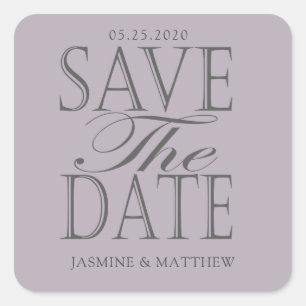 modern pastel save the date monogram sticker