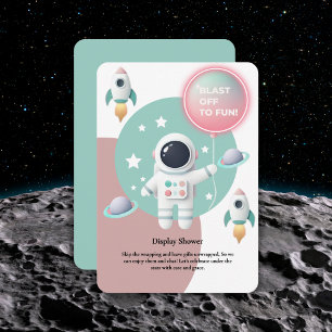 Modern Pastel Space Explorer Baby Shower Enclosure Card