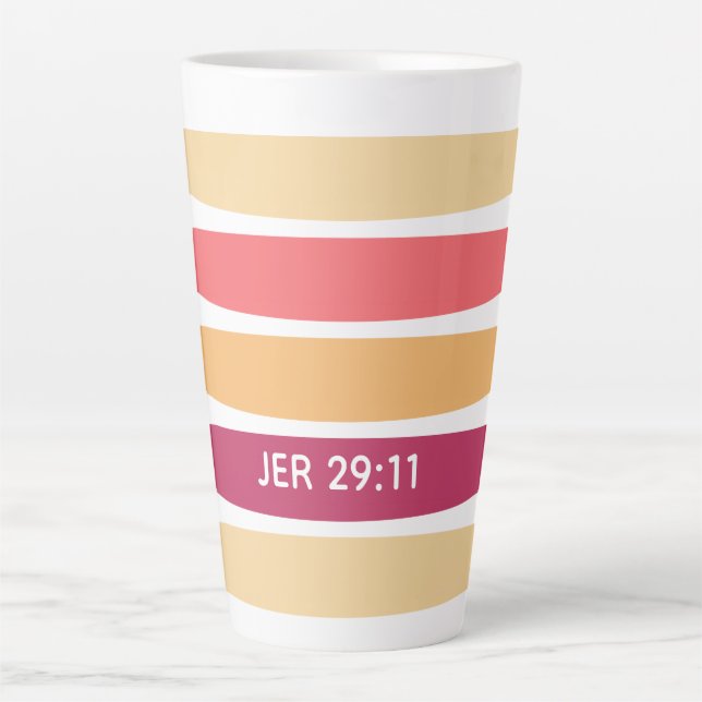 Modern Pastel Striped Christian JEREMIAH 29:11 Latte Mug (Front)