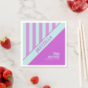 Modern Pastel Teal Pink Stripes Napkin