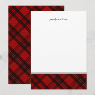 Modern Pastel Teal Red Gingham Plaid Check Note Invitation