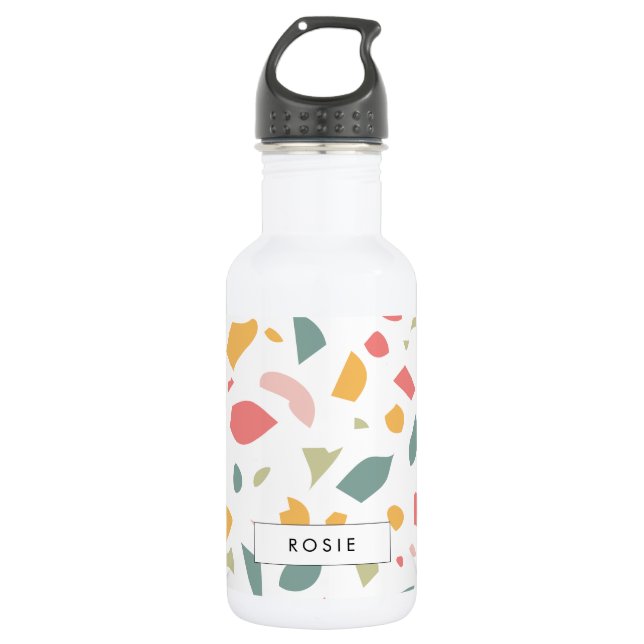 Modern pastel terrazzo pattern 532 ml water bottle (Front)