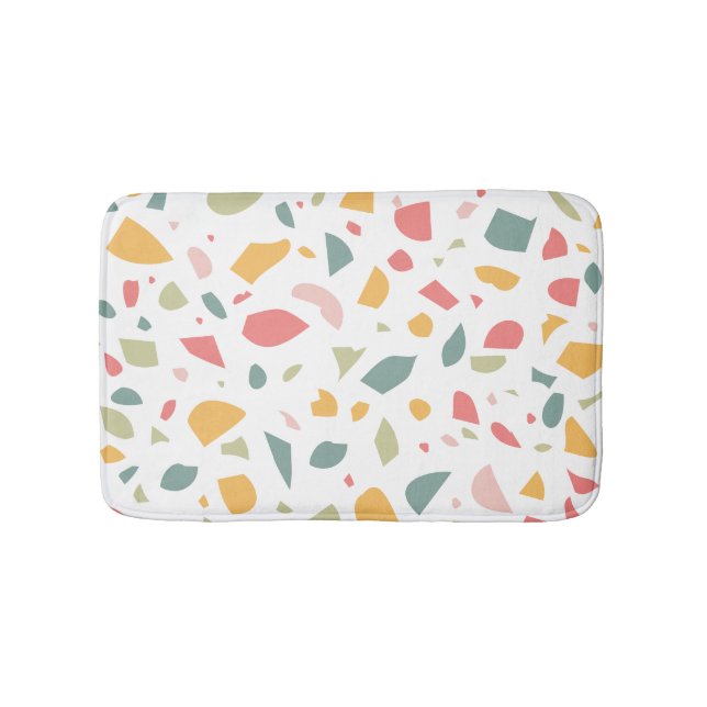 Modern pastel terrazzo pattern bath mat (Front)