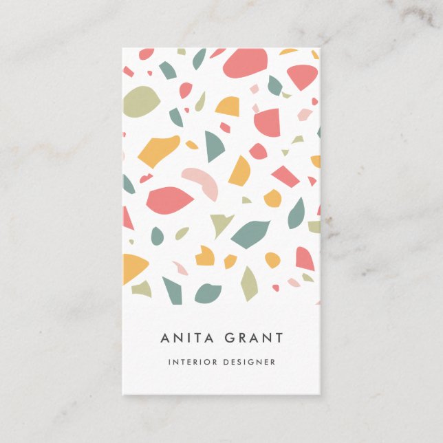 Modern pastel terrazzo pattern business card (Front)