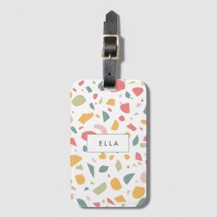 Modern pastel terrazzo pattern luggage tag