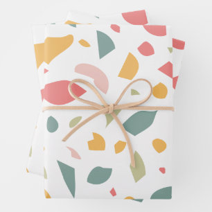 Modern pastel terrazzo pattern wrapping paper sheet