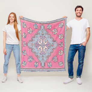 Modern Pastel Turkish Rug Fleece Blanket