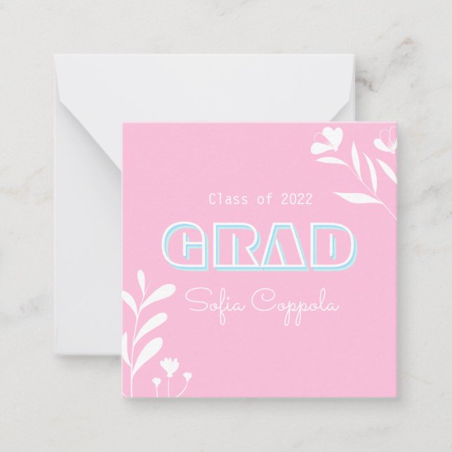 Modern pastel typography graduate note card (Front)