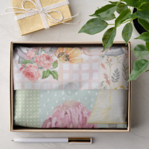 Modern pastel watercolor illustrations Collage Tissue Paper