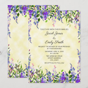 Modern Pastel Watercolor Lavender Yellow Wedding Invitation