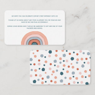 Modern Pastel Watercolor Rainbow Birthday Details Enclosure Card