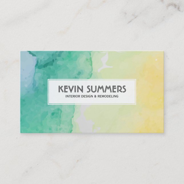 Modern Pastel Watercolors Background Business Card (Front)