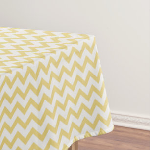 Modern pastel yellow and white chevron pattern tablecloth