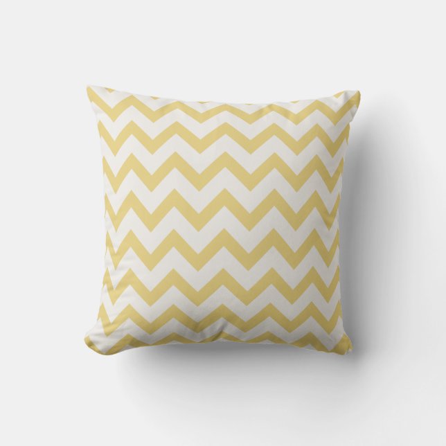 Modern pastel yellow and white chevron pattern throw pillow (Front)