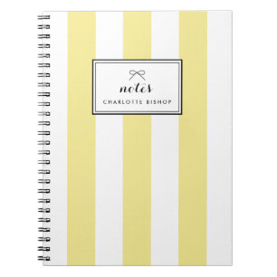 Modern Pastel Yellow Vertical Stripes Personalized Notebook