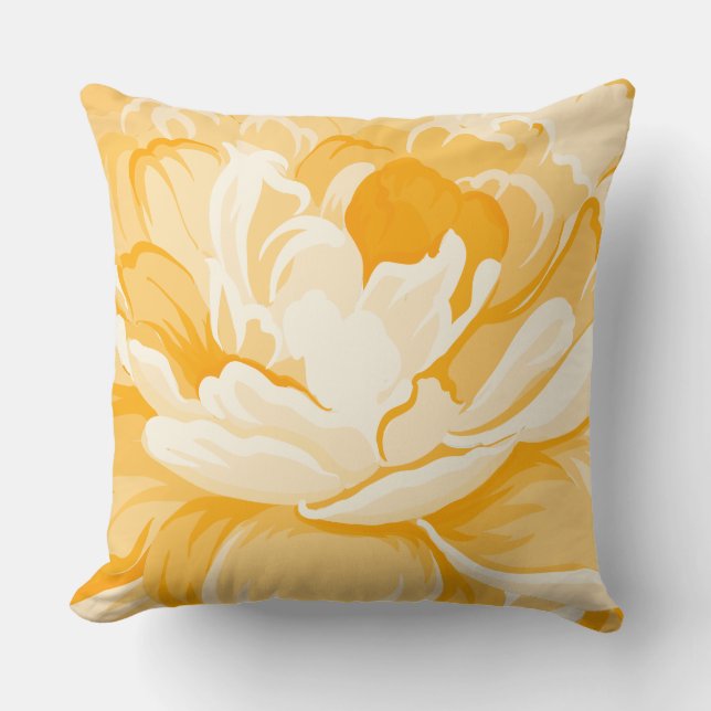 Modern Pastel Yellow Watercolors Flower Closeup Throw Pillow (Front)