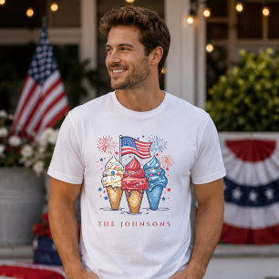 Modern Patriotic Ice Cream Family Personalized T-Shirt