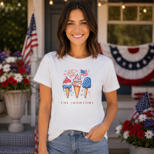Modern Patriotic Ice Cream Personalized Women’s T-Shirt