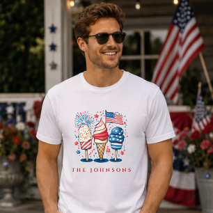 Modern Patriotic Popsicle Family Personalized  T-Shirt